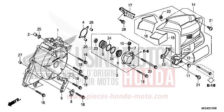COUVERCLE DE GENERATEUR C.A. de VFR1200X "Crosstourer" DCT CANDY PROMINENCE RED (R342) 2014